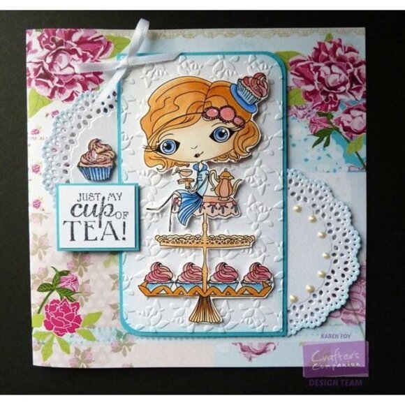 Crafter's Companion - Stamp + Emboss Folder Girl with Cupcake NWOT - Picture 3 of 8